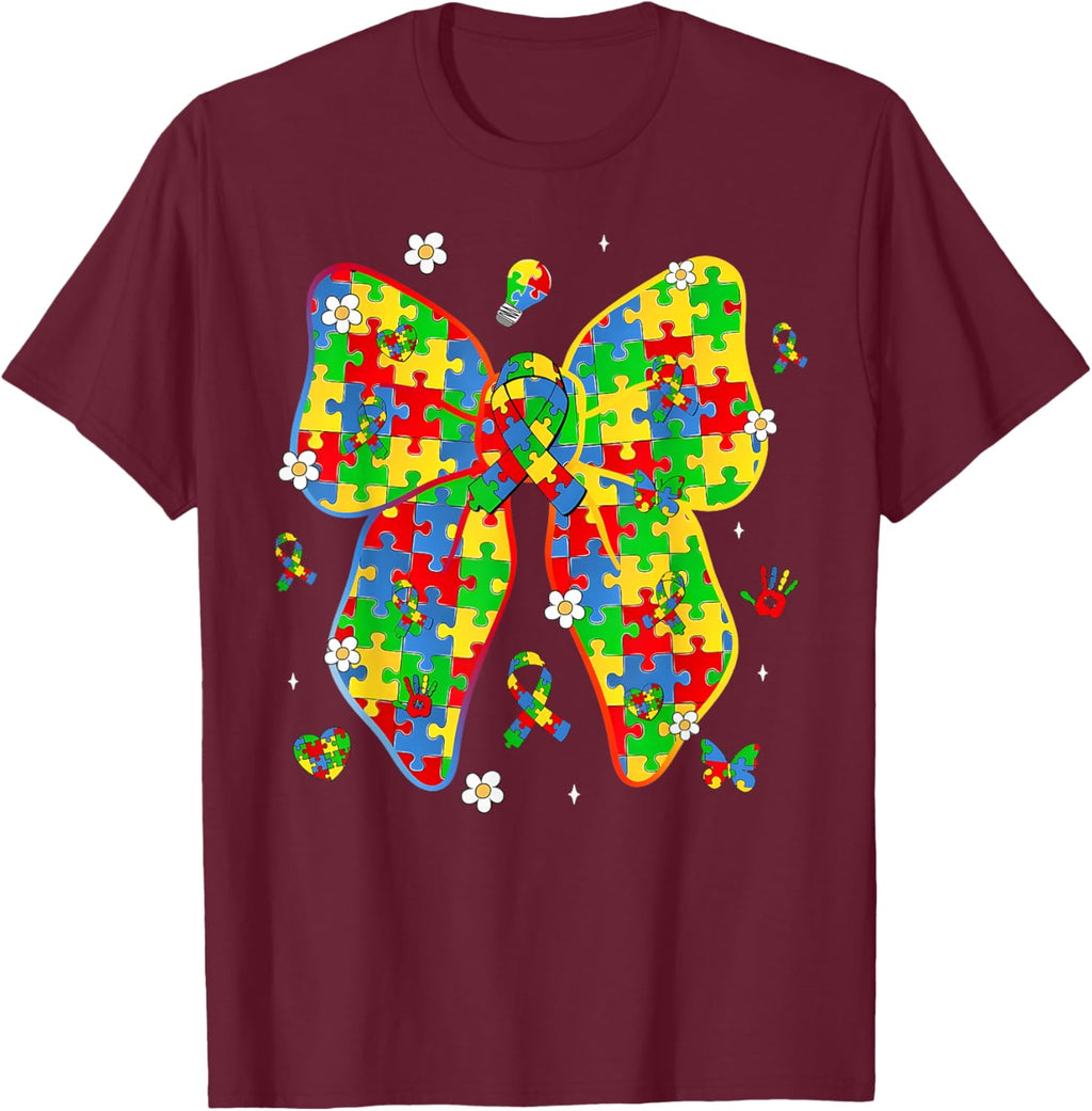 Autism Awareness Coquette Bow Puzzle Bow Women Kids Girl Boy