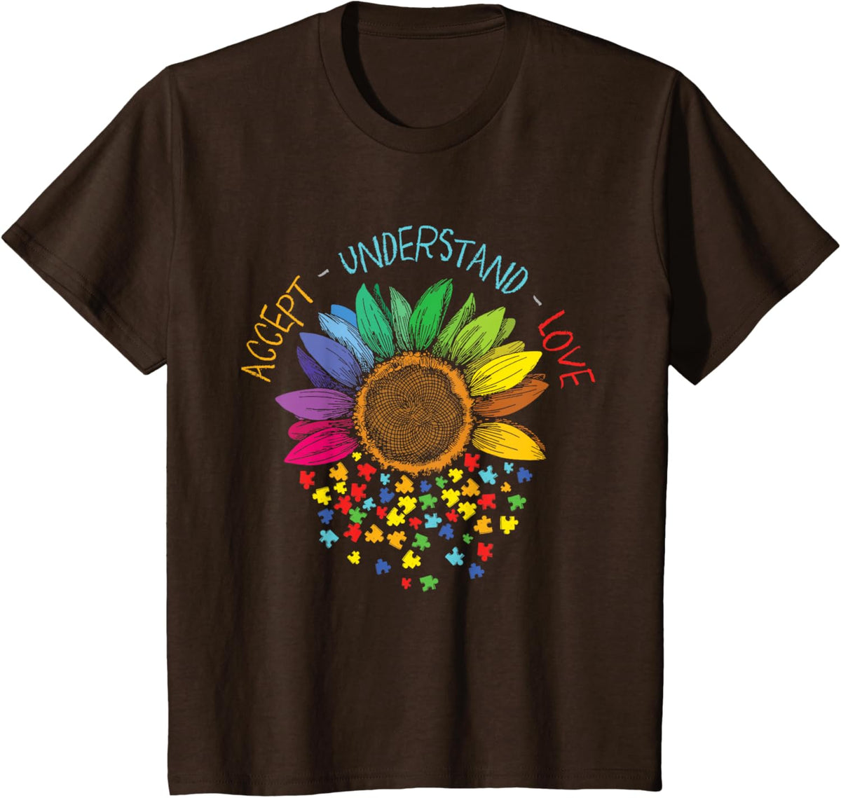 Autism Awareness Accept Understand Love ASD Rainbow Flower