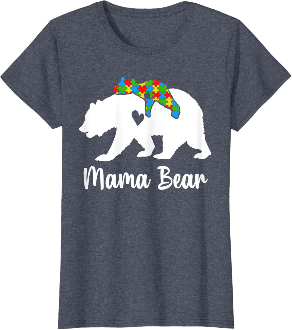 Mama Bear Love Support Autism Awareness Bear Family